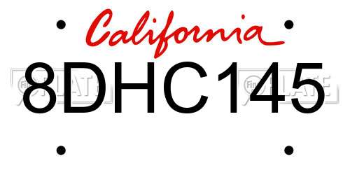 8DHC145 California License Plate