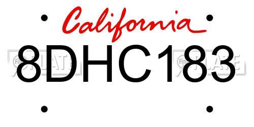 8DHC183 California License Plate