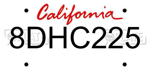 8DHC225 California License Plate
