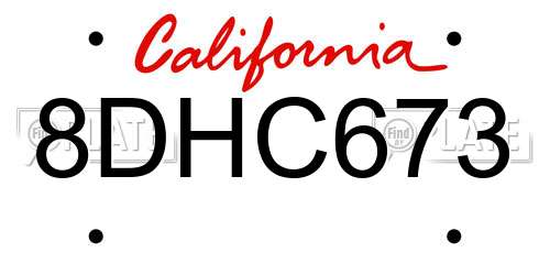 8DHC673 California License Plate