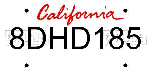 8DHD185 California License Plate