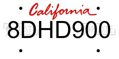 8DHD900 California License Plate