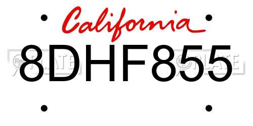 8DHF855 California License Plate
