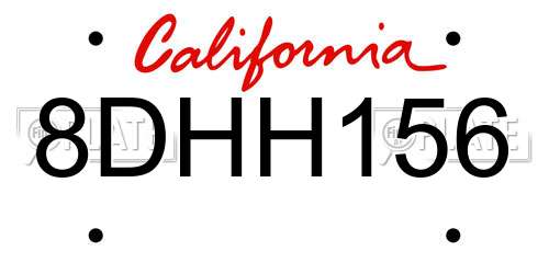 8DHH156 California License Plate