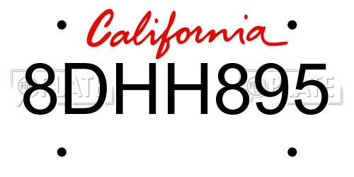 8DHH895 California License Plate