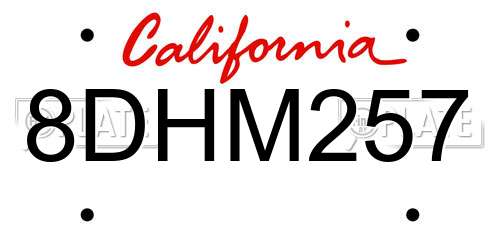 8DHM257 California License Plate
