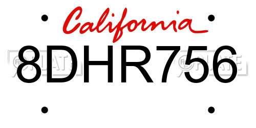 8DHR756 California License Plate
