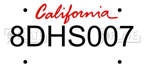 8DHS007 California License Plate