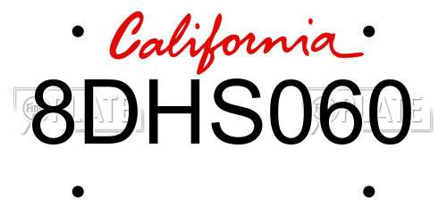 8DHS060 California License Plate