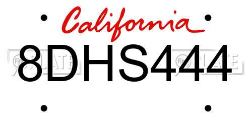 8DHS444 California License Plate