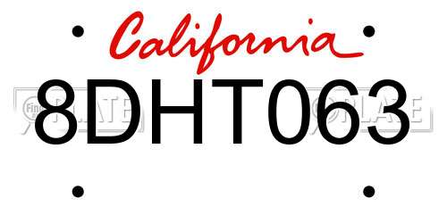 8DHT063 California License Plate
