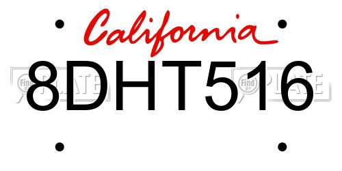 8DHT516 California License Plate