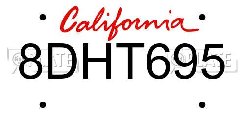 8DHT695 California License Plate