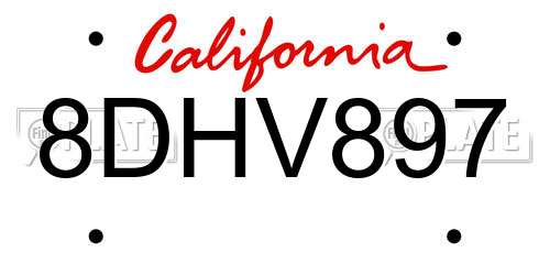 8DHV897 California License Plate