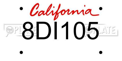 8DI105 California License Plate
