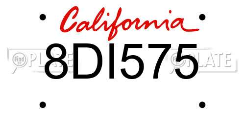 8DI575 California License Plate