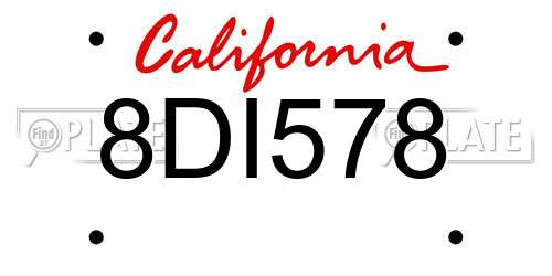8DI578 California License Plate