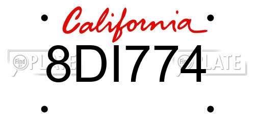8DI774 California License Plate