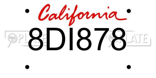 8DI878 California License Plate