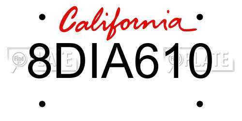 8DIA610 California License Plate