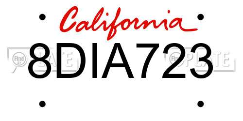 8DIA723 California License Plate