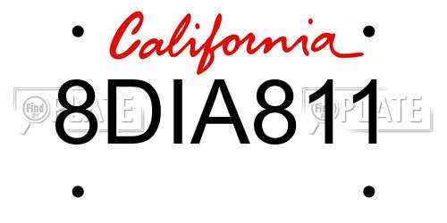 8DIA811 California License Plate