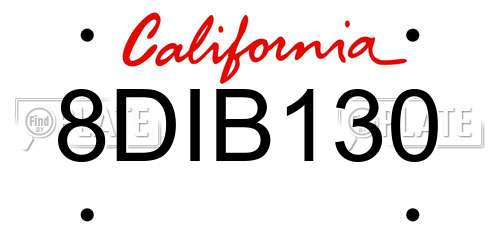 8DIB130 California License Plate