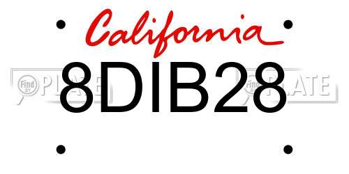 8DIB28 California License Plate