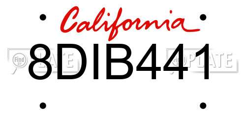 8DIB441 California License Plate