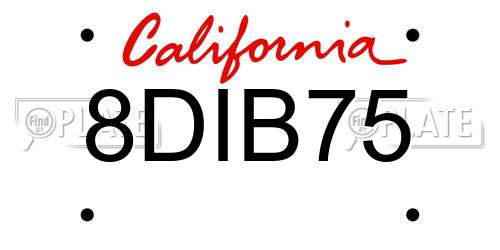 8DIB75 California License Plate