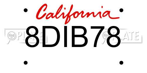 8DIB78 California License Plate