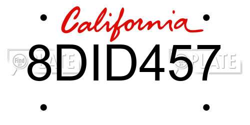 8DID457 California License Plate