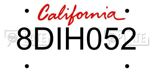 8DIH052 California License Plate