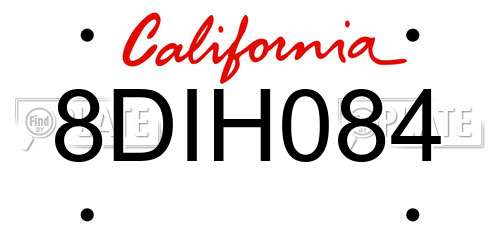 8DIH084 California License Plate