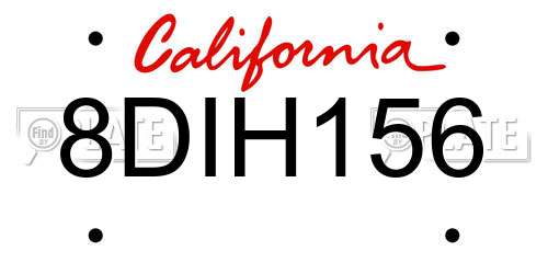 8DIH156 California License Plate