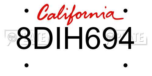8DIH694 California License Plate