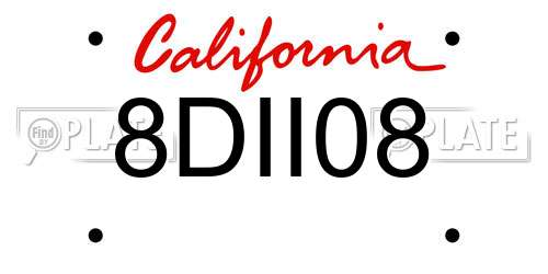 8DII08 California License Plate