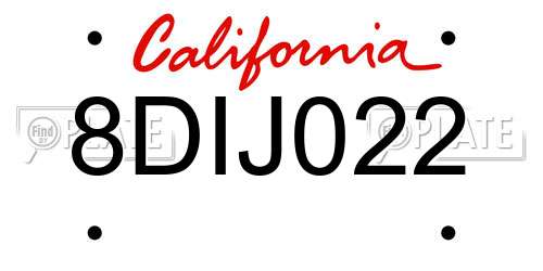8DIJ022 California License Plate