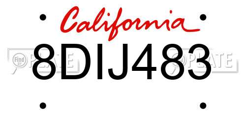 8DIJ483 California License Plate