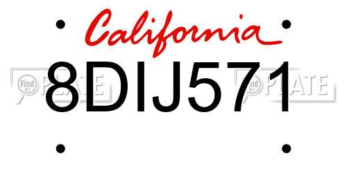 8DIJ571 California License Plate
