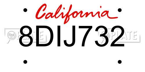8DIJ732 California License Plate