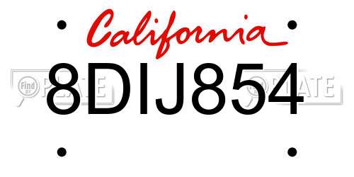 8DIJ854 California License Plate