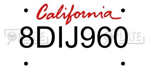 8DIJ960 California License Plate