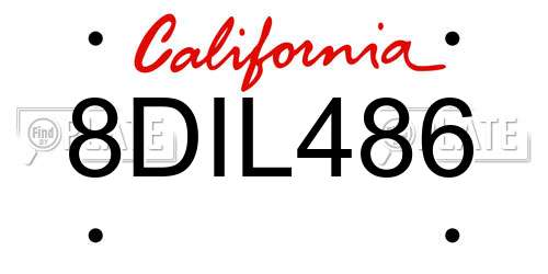 8DIL486 California License Plate