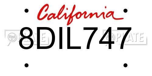 8DIL747 California License Plate