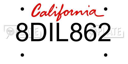 8DIL862 California License Plate