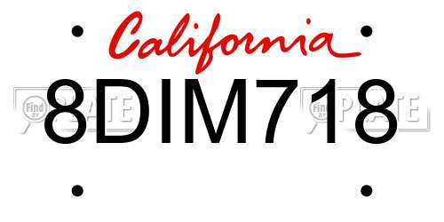 8DIM718 California License Plate