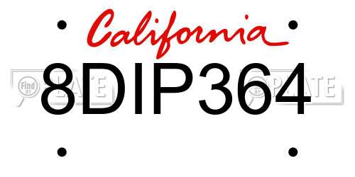 8DIP364 California License Plate