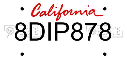 8DIP878 California License Plate