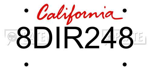 8DIR248 California License Plate